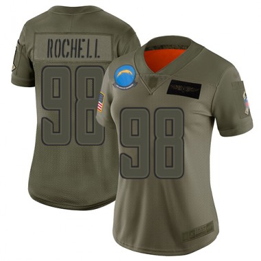Los Angeles Chargers NFL Football Isaac Rochell Olive Jersey Women Limited #98 2019 Salute to Service->los angeles chargers->NFL Jersey